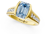 Yellow gold Fancy Blue Emerald  Solitaire Bezel-Set Diamond Ring with Channel-Set Band_38