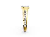 Yellow gold Fancy Blue Emerald  Solitaire Bezel-Set Diamond Ring with Channel-Set Band_39