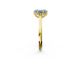 Yellow gold Fancy Blue Emerald  Solitaire Cathedral Diamond Ring with Six-Prong Setting_19