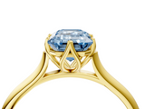 Yellow gold Fancy Blue Emerald  Solitaire Cathedral Diamond Ring with Six-Prong Setting_21