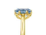 Yellow gold Fancy Blue Emerald  Solitaire Cathedral Diamond Ring with Six-Prong Setting_22