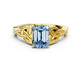 Yellow gold Fancy Blue Emerald  Solitaire Celtic Knot Engagement Ring with Four-Prong Setting_72