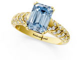 Yellow gold Fancy Blue Emerald  Solitaire Chevron Pave Diamond Engagement Ring with Six-Prong Setting_4