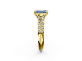 Yellow gold Fancy Blue Emerald  Solitaire Chevron Pave Diamond Engagement Ring with Six-Prong Setting_5