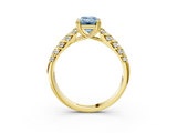 Yellow gold Fancy Blue Emerald  Solitaire Chevron Pave Diamond Engagement Ring with Six-Prong Setting_6