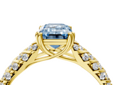 Yellow gold Fancy Blue Emerald  Solitaire Chevron Pave Diamond Engagement Ring with Six-Prong Setting_7