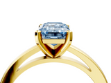 Yellow gold Fancy Blue Emerald  Solitaire Diamond Engagement Ring with Four-Prong Setting on a Classic Band_8