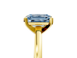 Yellow gold Fancy Blue Emerald  Solitaire Diamond Engagement Ring with Four-Prong Setting on a Classic Band_9