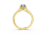 Yellow gold Fancy Blue Emerald  Solitaire Diamond Engagement Ring with Pave Band and Six-Prong Setting_23