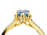 Yellow gold Fancy Blue Emerald  Solitaire Diamond Engagement Ring with Pave Band and Six-Prong Setting_24