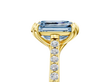 Yellow gold Fancy Blue Emerald  Solitaire Diamond Engagement Ring with Pave Band and Six-Prong Setting_25
