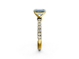Yellow gold Fancy Blue Emerald  Solitaire Diamond Pavé Band with Four-Prong Setting_31