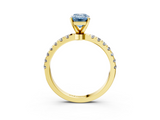 Yellow gold Fancy Blue Emerald  Solitaire Diamond Pavé Band with Four-Prong Setting_32