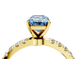 Yellow gold Fancy Blue Emerald  Solitaire Diamond Pavé Band with Four-Prong Setting_33