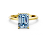 Yellow gold Fancy Blue Emerald  Solitaire Diamond Ring with 4-Prong Setting on a Classic Band_3