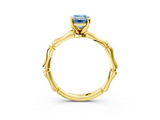 Yellow gold Fancy Blue Emerald  Solitaire Diamond Ring with Bamboo Band and Four-Prong Setting_53