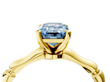 Yellow gold Fancy Blue Emerald  Solitaire Diamond Ring with Bamboo Band and Four-Prong Setting_54