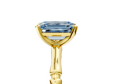 Yellow gold Fancy Blue Emerald  Solitaire Diamond Ring with Bamboo Band and Four-Prong Setting_55