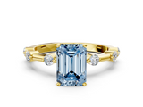 Yellow gold Fancy Blue Emerald  Solitaire Diamond Ring with Bezel Set Side Stones and Prong Setting_3