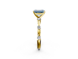 Yellow gold Fancy Blue Emerald  Solitaire Diamond Ring with Bezel Set Side Stones and Prong Setting_5