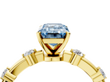 Yellow gold Fancy Blue Emerald  Solitaire Diamond Ring with Bezel Set Side Stones and Prong Setting_7