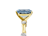 Yellow gold Fancy Blue Emerald  Solitaire Diamond Ring with Bezel Set Side Stones and Prong Setting_8