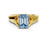 Yellow gold Fancy Blue Emerald  Solitaire Diamond Ring with Cathedral Band and Four-Prong Setting_66