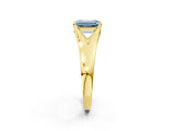 Yellow gold Fancy Blue Emerald  Solitaire Diamond Ring with Cathedral Band and Four-Prong Setting_68