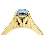 Yellow gold Fancy Blue Emerald  Solitaire Diamond Ring with Cathedral Band and Four-Prong Setting_70