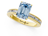 Yellow gold Fancy Blue Emerald  Solitaire Diamond Ring with Channel-Set Baguette Band and Four-Prong Setting_81