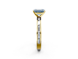 Yellow gold Fancy Blue Emerald  Solitaire Diamond Ring with Channel-Set Baguette Band and Four-Prong Setting_82
