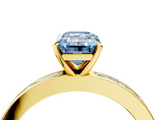 Yellow gold Fancy Blue Emerald  Solitaire Diamond Ring with Channel-Set Baguette Band and Four-Prong Setting_84