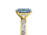 Yellow gold Fancy Blue Emerald  Solitaire Diamond Ring with Channel-Set Baguette Band and Four-Prong Setting_85