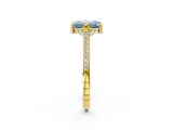Yellow gold Fancy Blue Emerald  Solitaire Diamond Ring with Channel Set Band and Bezel Prong Setting_58