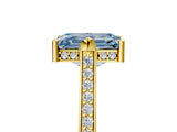 Yellow gold Fancy Blue Emerald  Solitaire Diamond Ring with Channel Set Band and Bezel Prong Setting_61