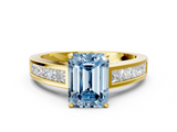 Yellow gold Fancy Blue Emerald  Solitaire Diamond Ring with Channel-Set Band and Four-Prong Setting_3