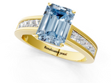 Yellow gold Fancy Blue Emerald  Solitaire Diamond Ring with Channel-Set Band and Four-Prong Setting_4
