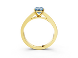 Yellow gold Fancy Blue Emerald  Solitaire Diamond Ring with Channel-Set Band and Four-Prong Setting_6