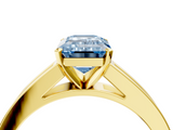Yellow gold Fancy Blue Emerald  Solitaire Diamond Ring with Channel-Set Band and Four-Prong Setting_7