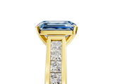 Yellow gold Fancy Blue Emerald  Solitaire Diamond Ring with Channel-Set Band and Four-Prong Setting_8