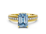 Yellow gold Fancy Blue Emerald  Solitaire Diamond Ring with Channel Set Band and Six-Prong Setting_47