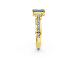Yellow gold Fancy Blue Emerald  Solitaire Diamond Ring with Channel Set Band and Six-Prong Setting_49