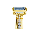 Yellow gold Fancy Blue Emerald  Solitaire Diamond Ring with Channel Set Band and Six-Prong Setting_52