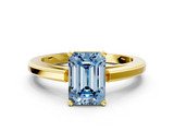Yellow gold Fancy Blue Emerald  Solitaire Diamond Ring with Four-Prong Setting and Classic Band_3