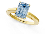 Yellow gold Fancy Blue Emerald  Solitaire Diamond Ring with Four-Prong Setting and Classic Band_4