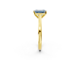 Yellow gold Fancy Blue Emerald  Solitaire Diamond Ring with Four-Prong Setting and Classic Band_5