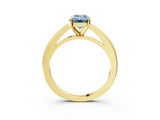 Yellow gold Fancy Blue Emerald  Solitaire Diamond Ring with Four-Prong Setting and Classic Band_6