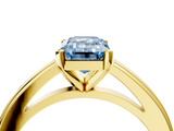 Yellow gold Fancy Blue Emerald  Solitaire Diamond Ring with Four-Prong Setting and Classic Band_7