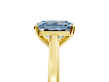 Yellow gold Fancy Blue Emerald  Solitaire Diamond Ring with Four-Prong Setting and Classic Band_8