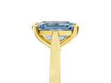 Yellow gold Fancy Blue Emerald  Solitaire Diamond Ring with Four-Prong Setting and Tapered Band 5